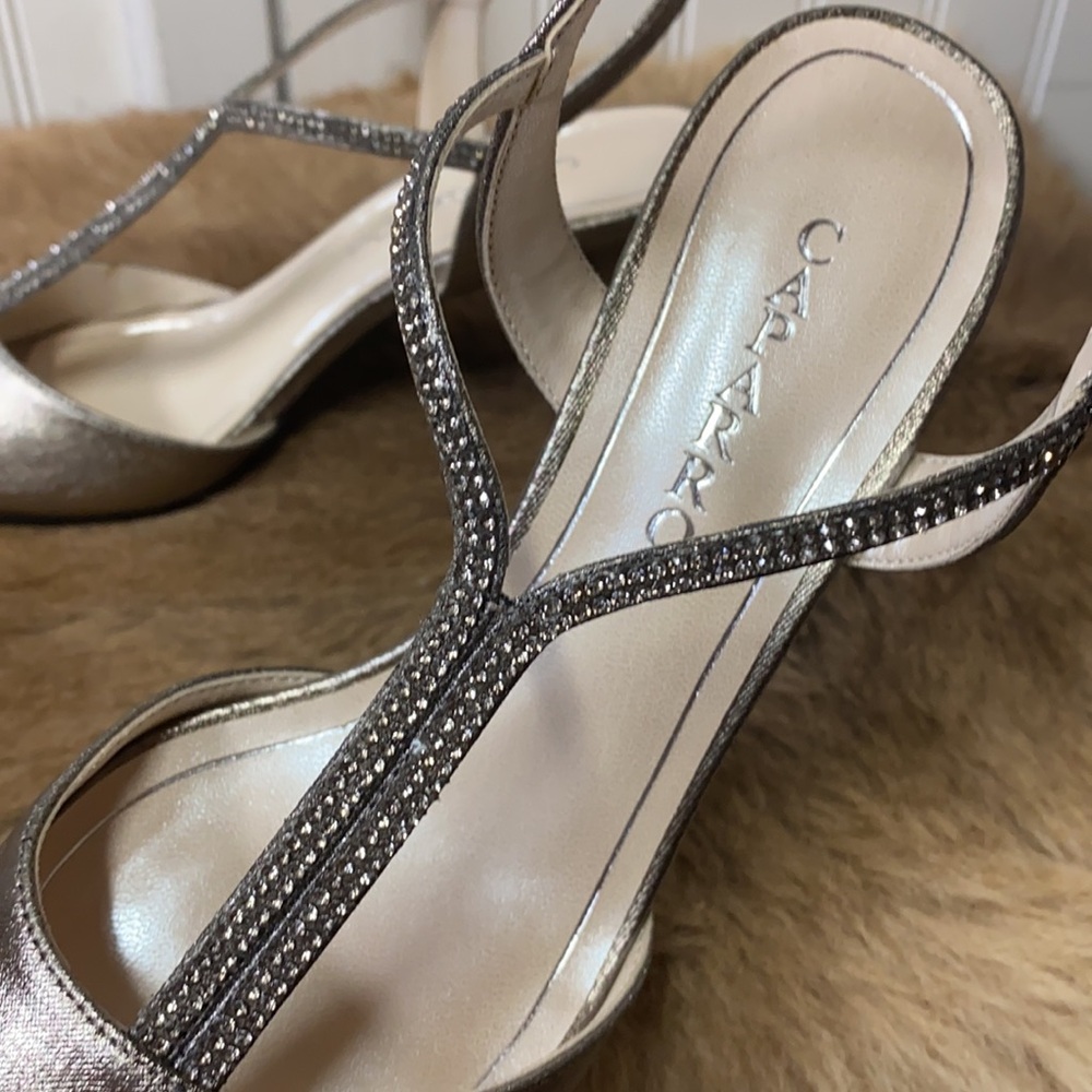Caparros Rhinestone Bling Strap Heels Shoes 8 NWT Slingback Peep Toe - Picture 7 of 12